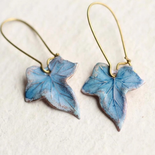 Blue Maple Leaf Earrings