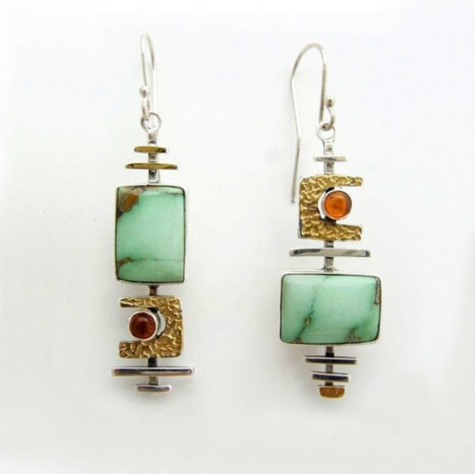 Vintage creative turquoise color separation Earrings