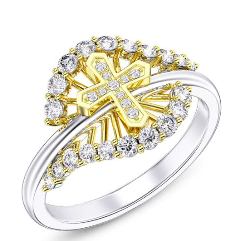 14K Gold Cross Ring Jewelry
