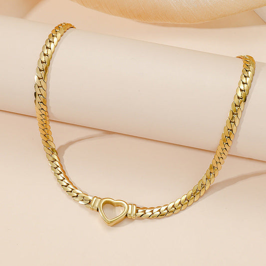 14k gold heart-shaped snake bone chain