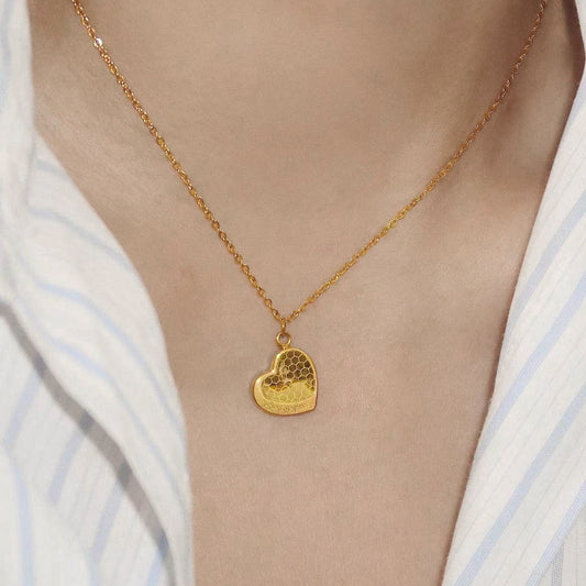 14K Gold Honeycomb Love Necklace